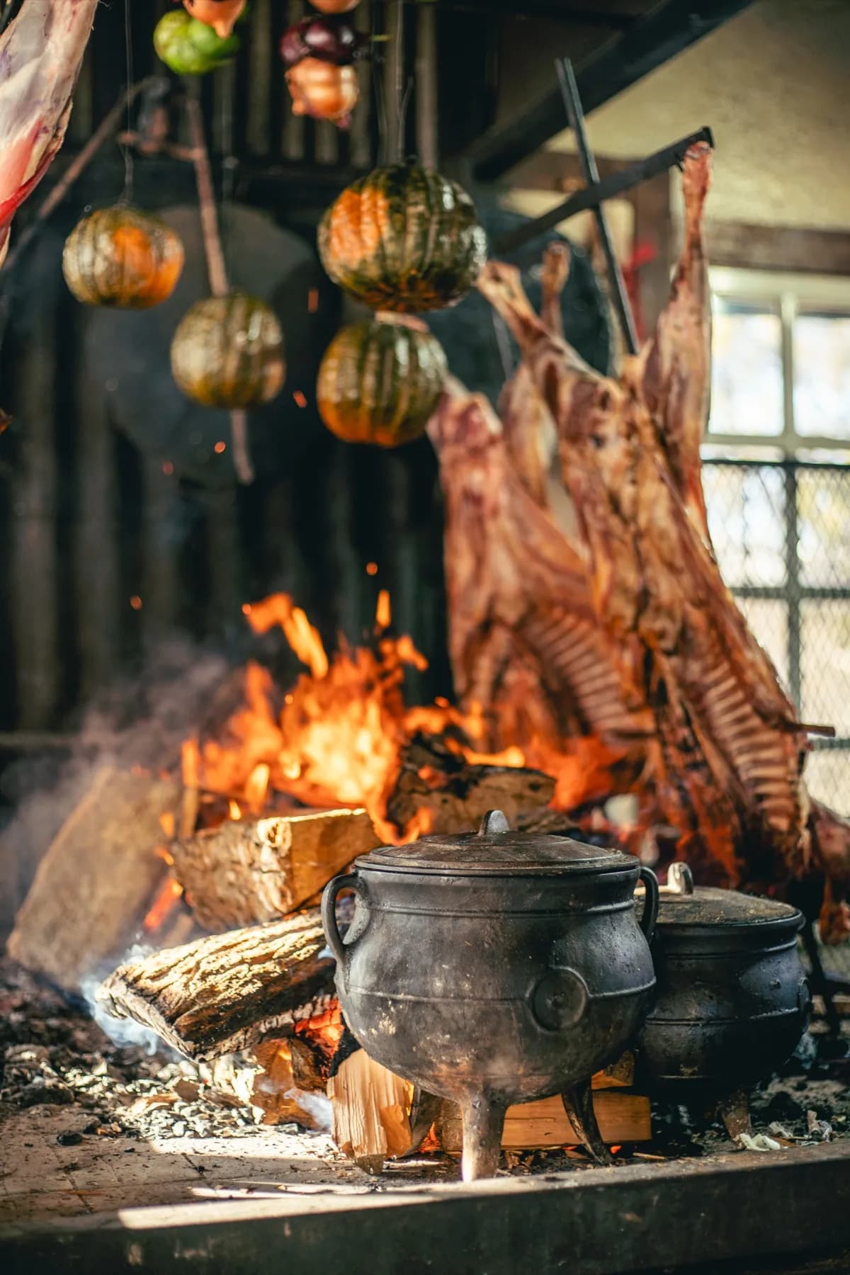 Cordero patagónico asado al asador en La Cantina de Llanos